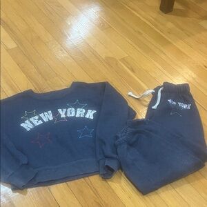 Girls Do Too New York Navy Sweat Set Sweatshirt Size Large+Sweatpants Size Small